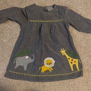 Gray Animal Embroidered Kids Dress